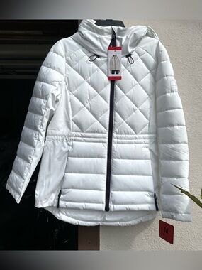 Tommy Hilfiger White Quilted Hooded Puffer Jacket